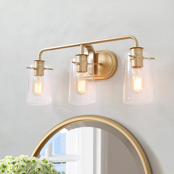 KSANA Gold Vanity Lights, 3-Light Modern Bathroom Light Fixture KSANA Gold Vanity Lights, 3-Light Modern Bathroom Light Fixture