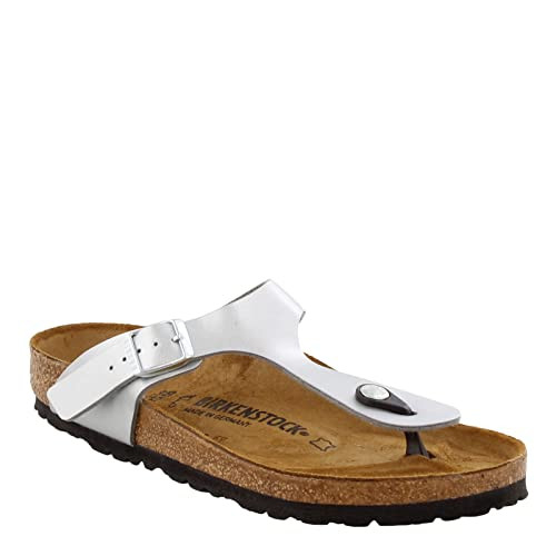 0043851 BIRKENSTOCK GIZEH BS SANDALS - SIZE 5M / 7W REGULAR FIT, SILVER
