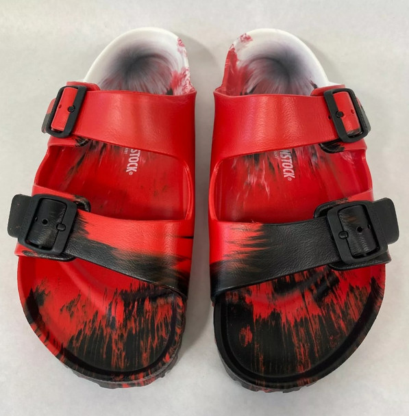 BIRKENSTOCK ARIZONA EVA REGULAR FIT SANDALS MENS - SIZE 11 - RED BLACK WHITE