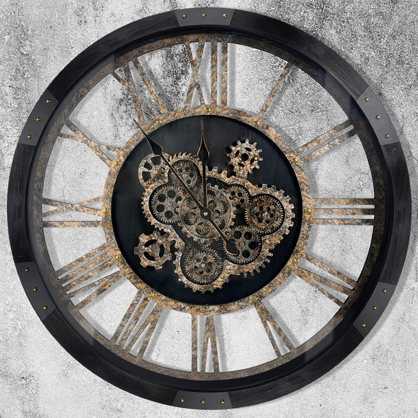 27 inch Large Real Moving Gears Wall Clock with Toughened Glass Cover