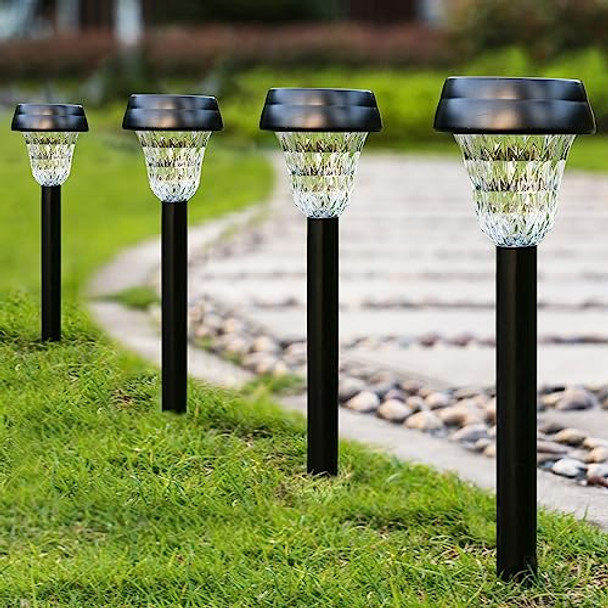 LANSGARINE 12 Pack Solar Pathway Lights, LT09-12 89835, Stainless Steel/Black LANSGARINE 12 Pack Solar Pathway Lights, LT09-12 89835, Stainless Steel/Black
