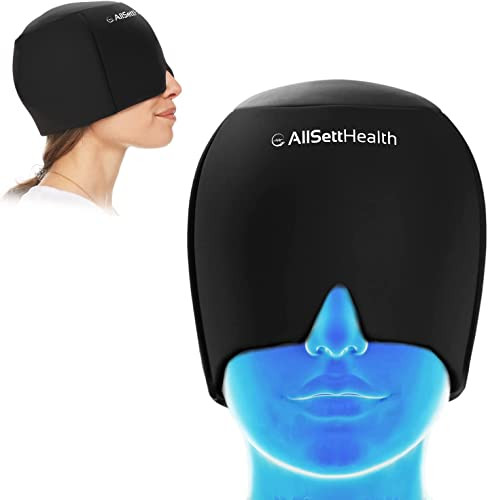 AllSett Health Migraine Relief Cap Ice Head Wrap Headache, ASH0879147 - Black