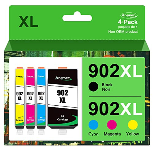 ANEMEC 902 902XL Ink Cartridges Replacement for HP 902XL Ink Cartridges 4 Pack