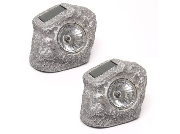 Touch of Eco Solar Rock Lights, 2 Pack, TOE232 - Gray