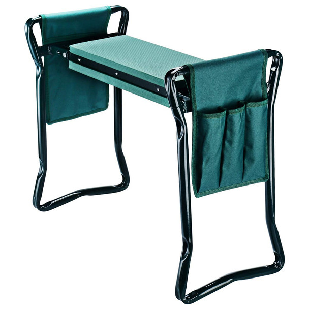 AB+ ABJ-KNLST01 Garden Kneeler Seat 2 Bonus Tool Pouches Soft Pad - Green
