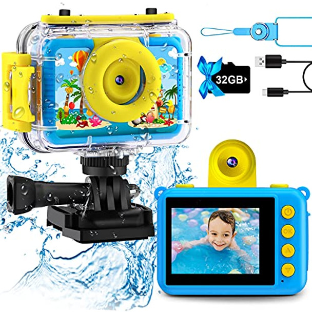 GKTZ Kids Waterproof Camera Underwater Camera Birthday Gifts For Girls Boys