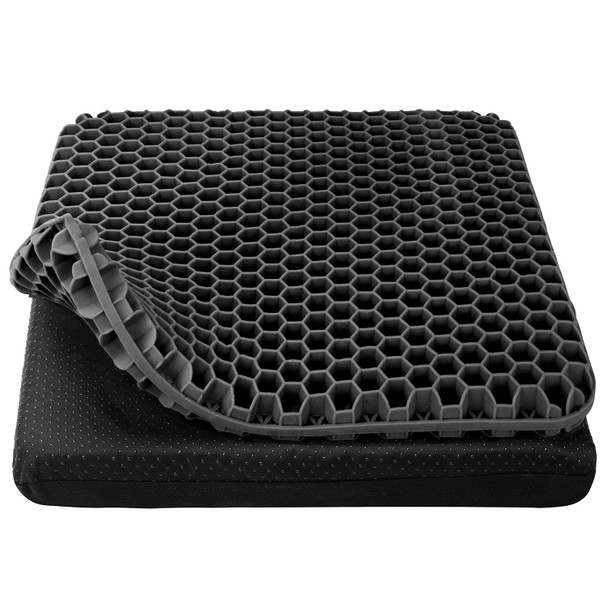 OMCOZY Gel Seat Cushion Cooling Thick Breathable Honeycomb Design - BLACK