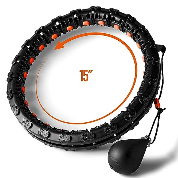 SQUATZ EXERCISE HULA HOOP FOR ADULTS WEIGHT LOSS - WEIGHTED HULA HOOP - BLACK