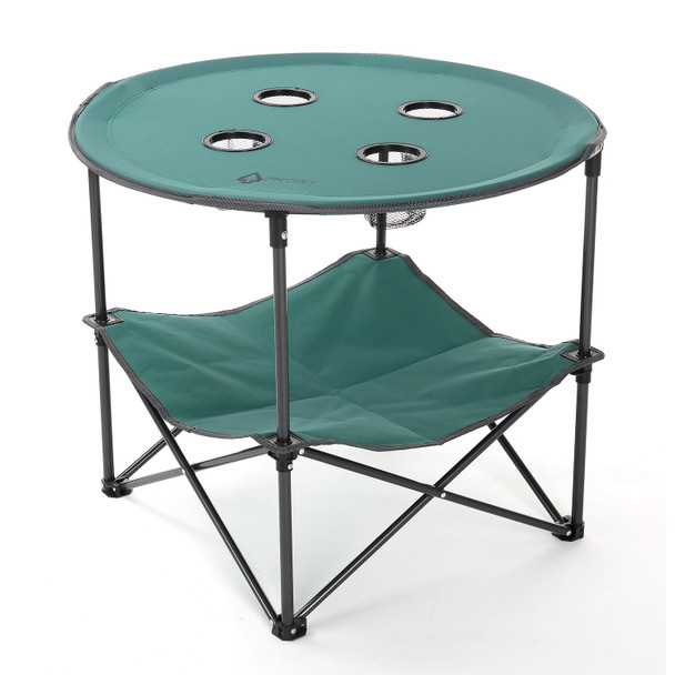 ARROWHEAD OUTDOOR 28” PORTABLE FOLDING TABLE 4 CUP HOLDERSNO KKS0231U - GREEN