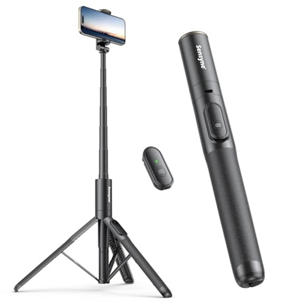 SENSYNE 60" PHONE TRIPOD SELFIE STICK WIRELESS REMOTE COMPATIBLE - BLACK