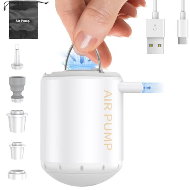 KAZAZOO PORTABLE AIR PUMP INFLATABLES MINI ELECTRIC AIR MATTRESS PUMP WHITE