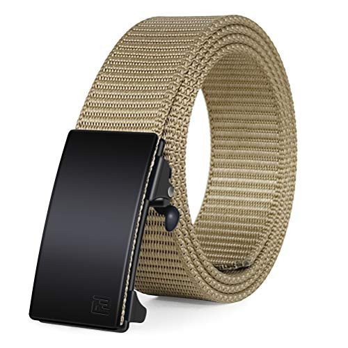 FAIRWIN MEN'S RATCHET 1.25" NYLON AUTOMATIC BUCKLE NO HOLES, XS, BEIGE