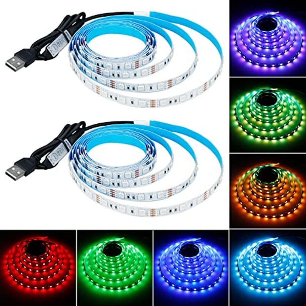 KXZM 5V USB RGB LED STRIP LIGHT USB POWERED 13.2FT/4M (2PCS X 6.6FT) 240LEDS