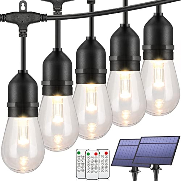 Mlambert 2 Pack Each 48FT 3-Color in 1 Solar String Lights Outdoor Patio