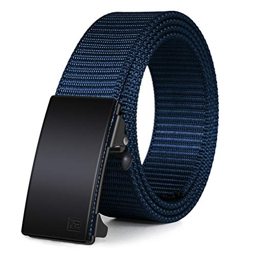 FAIRWIN MEN'S RATCHET WEB BELT 1.25 INCH NYLON AUTOMATIC BUCKLE BELT M, BLUE