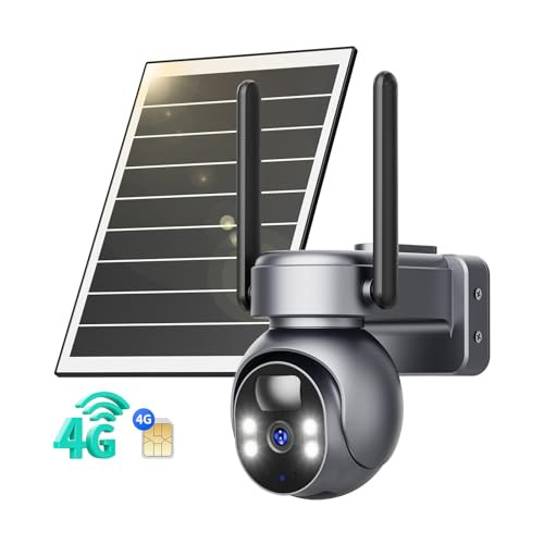 LIWAN 4G LTE Cellular Security Camera Wireless No WiFi Solar 2K ZC-YT10 - Gray