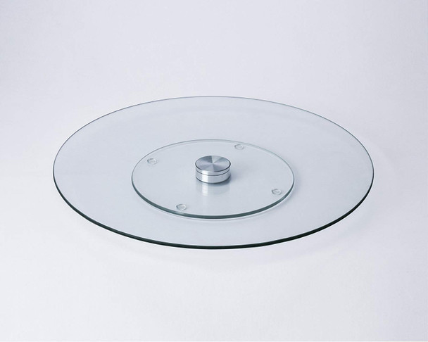 THE WHOLESALE SHOP 10" Tempered Glass Lazy Susan, UU123 - Clear/Silver