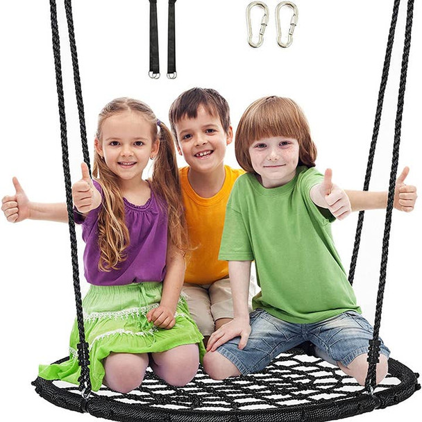 ALBOTT 40" TREE SWING SET - SPIDER WEB ROUND NET SWING - BLACK