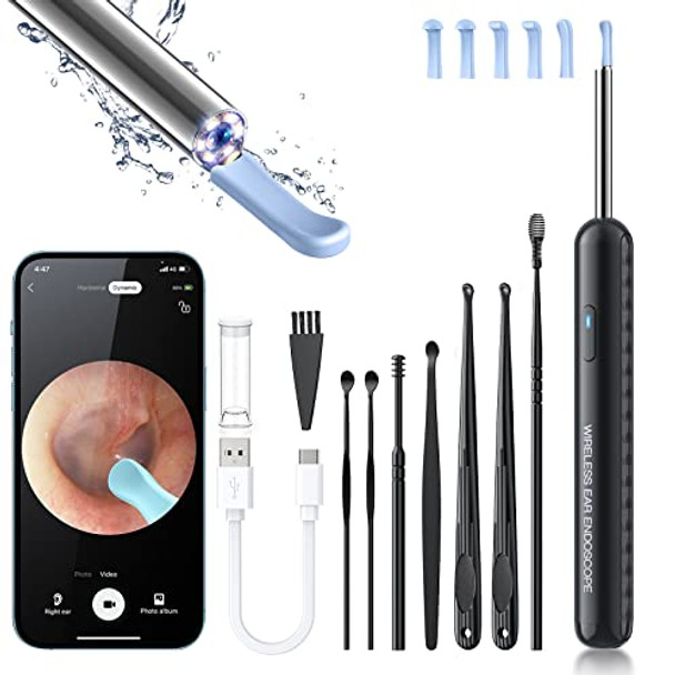 Ear Wax Removal, Ear Cleaner with Camera and Light, FSA HSA Eligible - Black