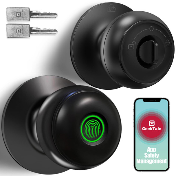GeekTale Fingerprint Door Lock, Smart Lock Door Knob with App