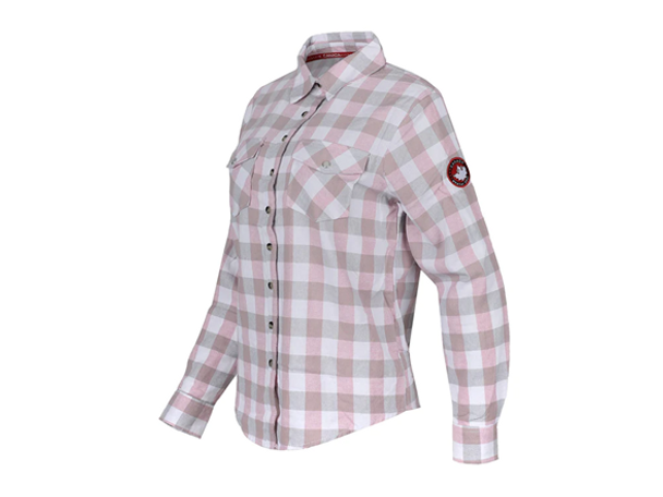 CANADA WEATHER GEAR WOMEN'S PLAID SHIRT, SIZE LARGE, CWGL0600X2532, PINK/GRAY