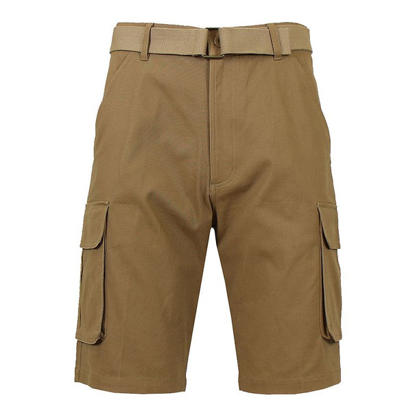 BLU ROCK - MEN'S 11.5" SLIM FIT STRETCH BELTED CARGO SHORTS SIZE 42 - TIMBER