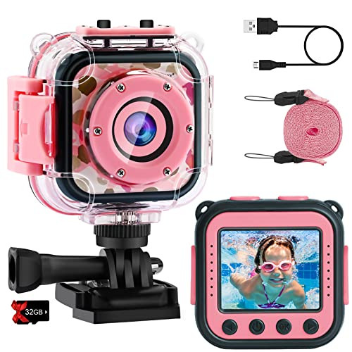 PROGRACE KIDS WATERPROOF CAMERA GIRLS - UNDERWATER 1080P HD - PINK