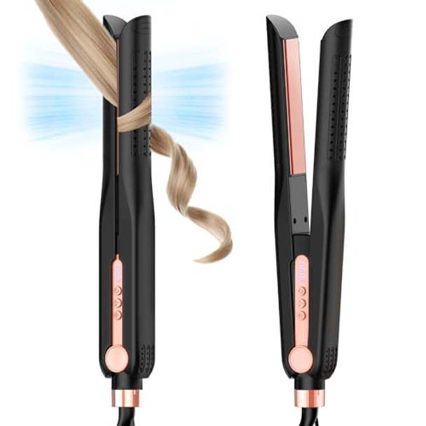 SKIMI Airflow Styler, Titanium Flat Iron Hair Straightener & Curler - Black