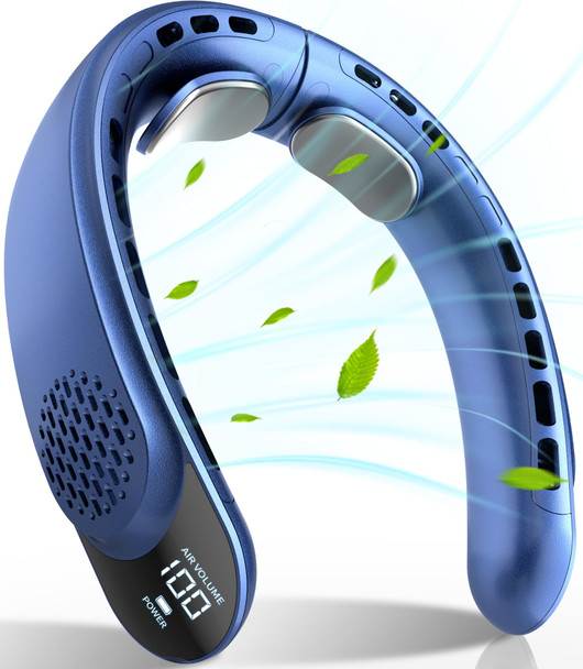 FrSara FRSARA Rechargeable Neck Fan, Personal Fan with LED Display - Blue