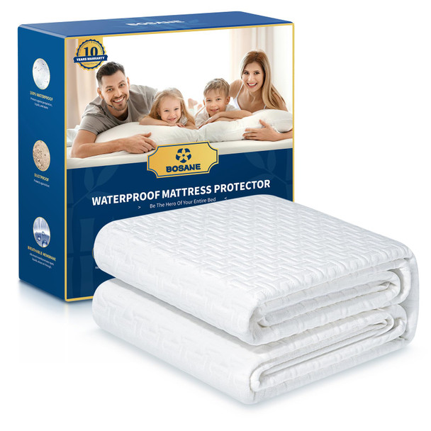 BOSANE 100% Waterproof Queen Mattress Protector Breathable Cooling 3D Air