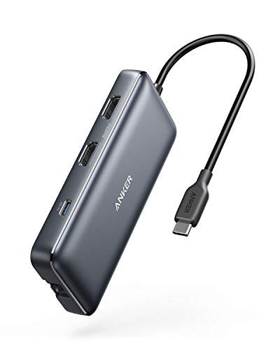 ANKER 553 USB-C HUB, 8-IN-1 USB C DOCK, DUAL 4K HDMI USB C TO USB ADAPTER, GRAY