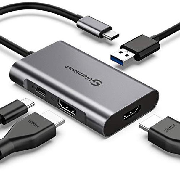 UTECHSMART USB C TO HDMI ADAPTER, USB C HUB TO DUAL HDMI 4 IN 1 THUNDERBOLT 3