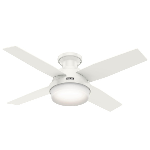 Hunter Fan Dempsey Low Profile Ceiling Fans with Lights and Remote - White