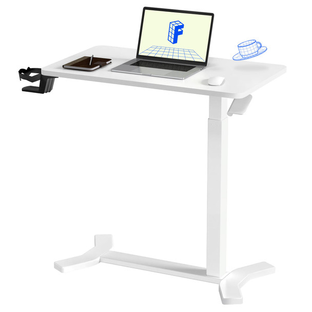 FLEXISPOT MEDICAL ADJUSTABLE OVERBED BEDSIDE TABLE WITH WHEELS H5W-3218 - WHITE