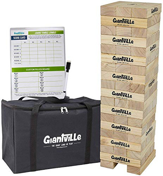 Giant Tumbling Timber Toy - Jumbo Wooden Blocks Floor Game for Kids and Adults
