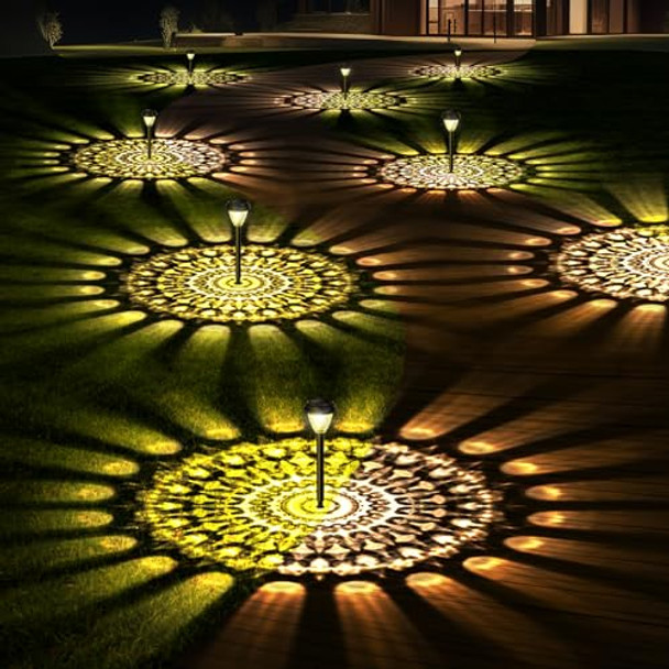 Sunow 8 Ping Heads LED Solar Light Landscape Decorative Dusk Dawn - Warm White
