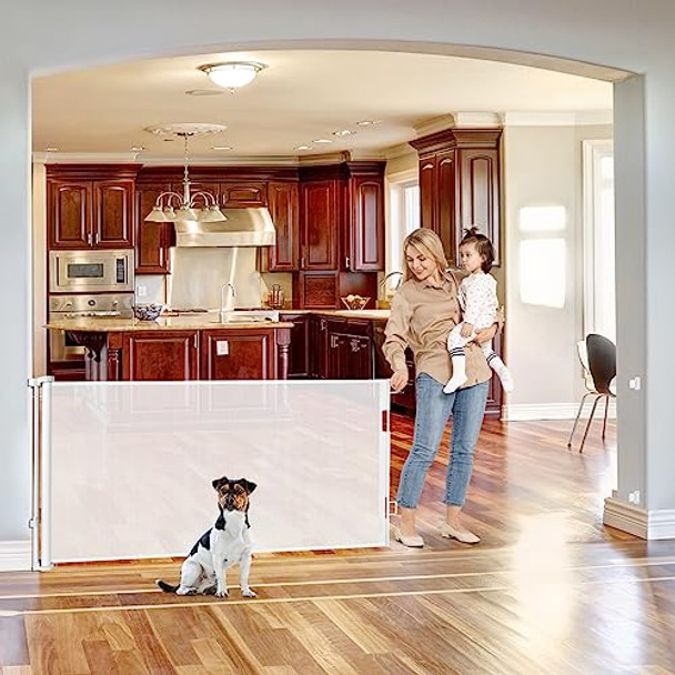 KISKIZ 75 Inch Extra Wide Baby Gate Wide Openings Indoor Outdoor - WHITE