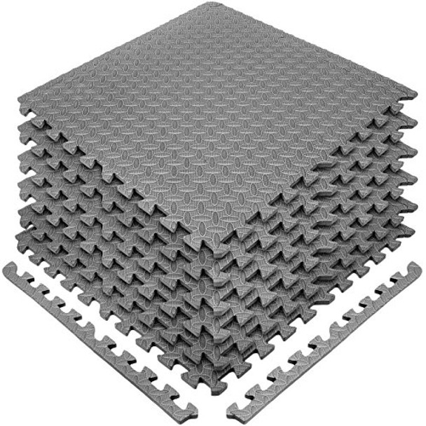 SIVAN HEALTH AND FITNESS PUZZLE EXERCISE MAT EVA FOAM INTERLOCKING TILES GRAY New