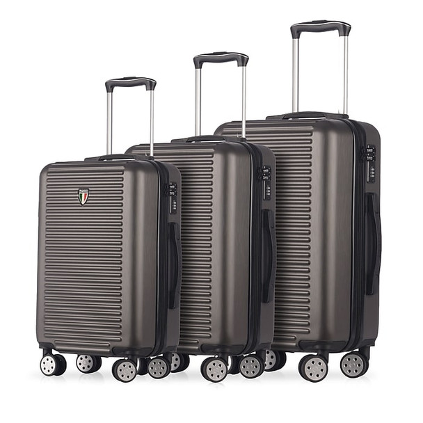 TUCCI 3-PIECE HARDSIDE SPINNER CARRY-ON LUGGAGE SET TSA FRIENDLY - CHARCOAL