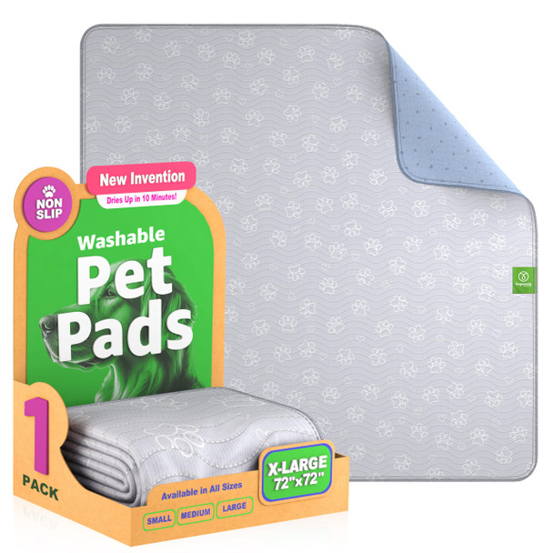 IMPROVIA REUSABLE PUPPY PAD WATERPROOF EXTRA-ABSORBENT WASHABLE 1 PACK 72x72