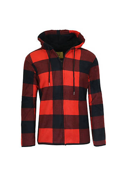 BLUE ROCK GALAXY J. COME MEN'S MODERN FIT PLAID HOODIE, J-8001 - SIZE XL - RED New