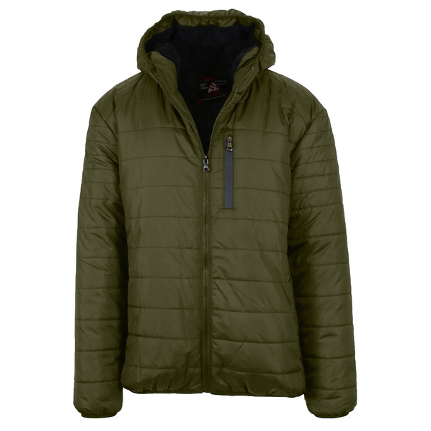 GALAXY BY HARVIC MENS SHERPA-LINED HOODED PUFFER, TSP-2022OL/L, OLIVE, LARGE New