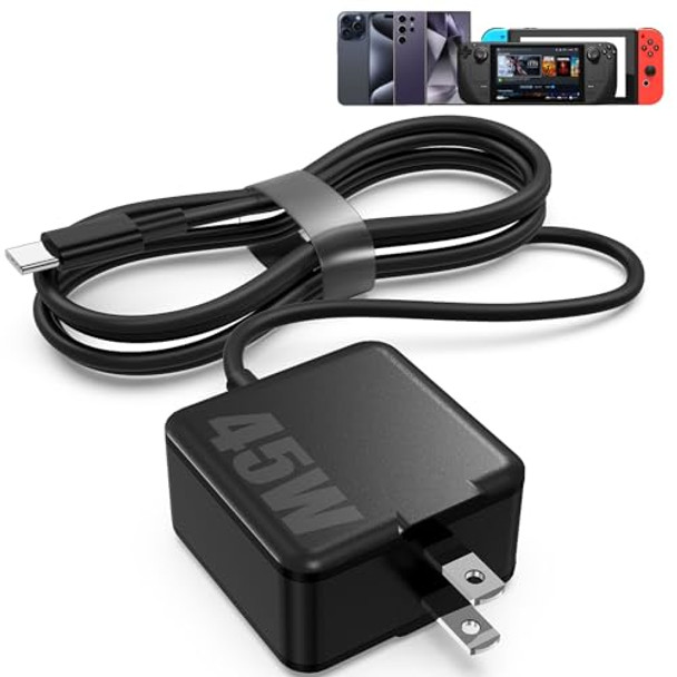 SUSNWERE 45W SUPER FAST CHARGER WITH 6FT USB C CABLE - BLACK