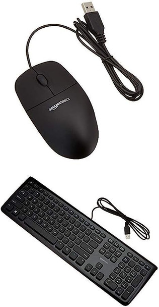 Amazon Basics Keyboard and 3-Button USB Mouse Combo HK3069 - Black