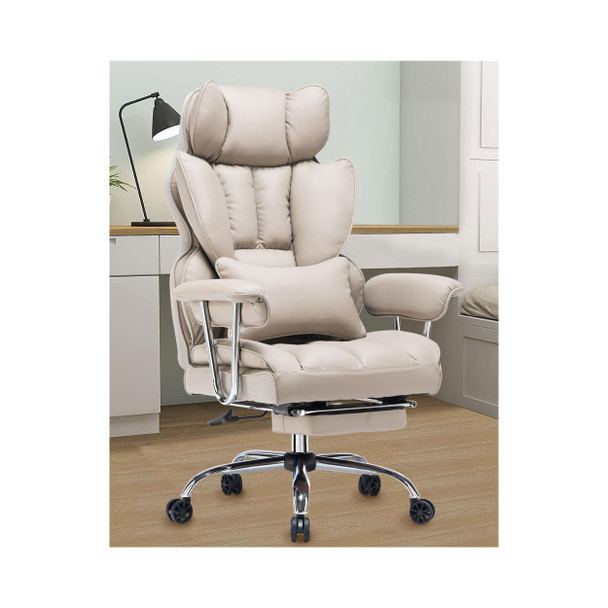 EFOMAO DESK OFFICE CHAIR 400LBS BIG TALL OFFICE CHAIR PU LEATHER - GRAY
