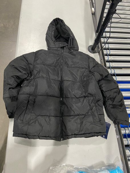 OMRB1012PZ REEBOK PUFFER COAT BLACK SIZE X-LARGE New