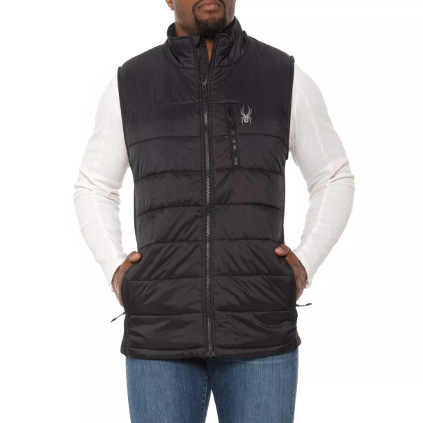 SPYDER MEN'S LEVEL UP PUFFER VEST, BLACK, LARGE - SPFGM253 New