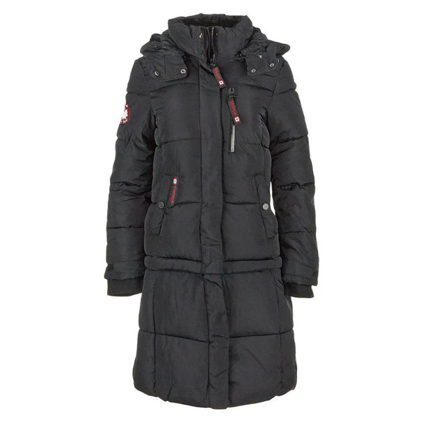 CANADA WEATHER GEAR WOMEN'S LONG PUFFER, HOODIE, BLACK, LARGE, OLCW843PZ New