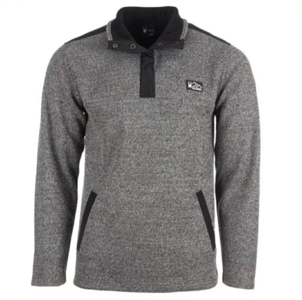 MEN’S SPYDER KNIT SWEATER JACKET 1/4 SNAP BUTTON - SIZE: MEN M -CHARCOAL HEATHER New