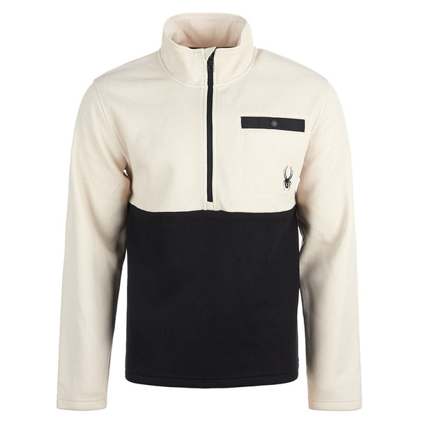 SPYDER MEN'S MEDALLION HALF ZIP PULLOVER, MOONBEAM, MEDIUM New